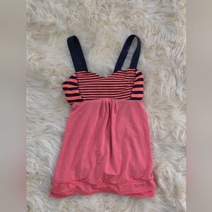 Lululemon Ladies Size 6 Striped Pink and Navy Tank Bra Top